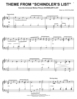 page one of Theme from Schindler's List (Piano Solo)