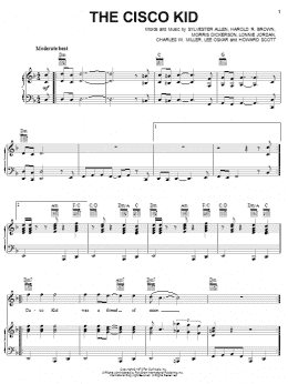 page one of The Cisco Kid (Piano, Vocal & Guitar Chords (Right-Hand Melody))