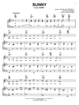 page one of Sunny (Piano, Vocal & Guitar Chords (Right-Hand Melody))