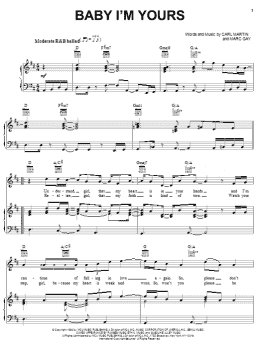 page one of Baby I'm Yours (Piano, Vocal & Guitar Chords (Right-Hand Melody))