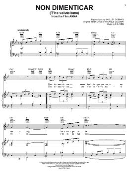 page one of Non Dimenticar (T'ho Voluto Bene) (Piano, Vocal & Guitar Chords (Right-Hand Melody))
