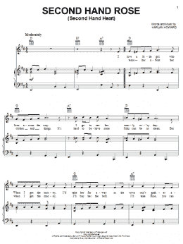 page one of Second Hand Rose (Second Hand Heart) (Piano, Vocal & Guitar Chords (Right-Hand Melody))