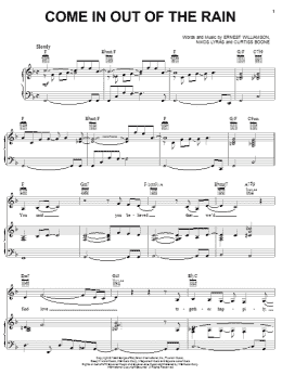 page one of Come In Out Of The Rain (Piano, Vocal & Guitar Chords (Right-Hand Melody))