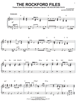 page one of The Rockford Files (Piano, Vocal & Guitar Chords (Right-Hand Melody))