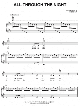 page one of All Through The Night (Piano, Vocal & Guitar Chords (Right-Hand Melody))