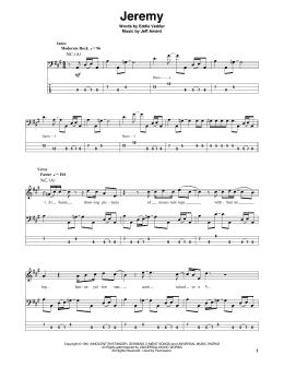 page one of Jeremy (Bass Guitar Tab)