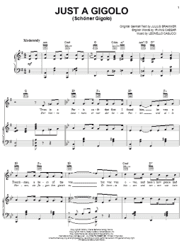page one of Just A Gigolo (Piano, Vocal & Guitar Chords (Right-Hand Melody))