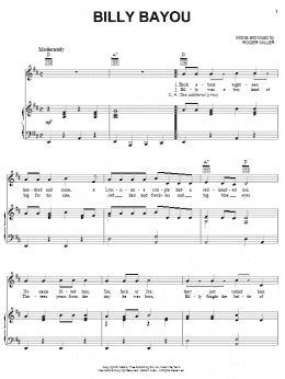 page one of Billy Bayou (Piano, Vocal & Guitar Chords (Right-Hand Melody))