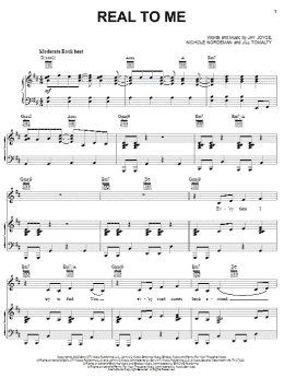 page one of Real To Me (Piano, Vocal & Guitar Chords (Right-Hand Melody))