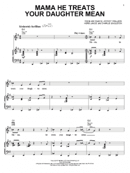 page one of Mama He Treats Your Daughter Mean (Piano, Vocal & Guitar Chords (Right-Hand Melody))