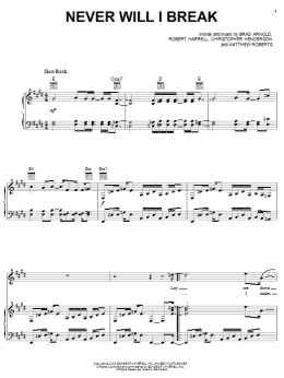 page one of Never Will I Break (Piano, Vocal & Guitar Chords (Right-Hand Melody))
