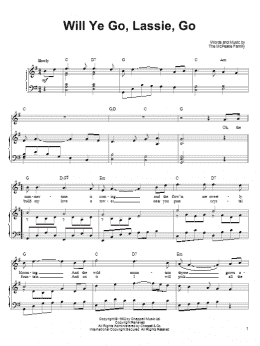 page one of Will Ye Go, Lassie, Go (Piano, Vocal & Guitar Chords (Right-Hand Melody))