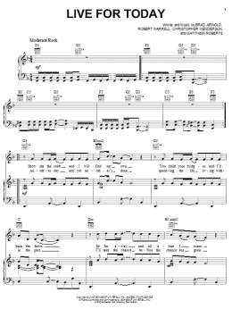page one of Live For Today (Piano, Vocal & Guitar Chords (Right-Hand Melody))