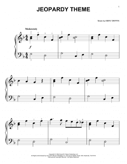 page one of Jeopardy Theme (Big Note Piano)
