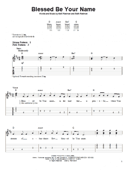 page one of Blessed Be Your Name (Easy Guitar Tab)