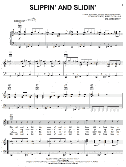 page one of Slippin' And Slidin' (Piano, Vocal & Guitar Chords (Right-Hand Melody))