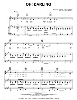 page one of Oh! Darling (Piano, Vocal & Guitar Chords (Right-Hand Melody))