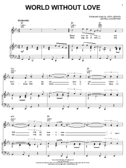 page one of World Without Love (Piano, Vocal & Guitar Chords (Right-Hand Melody))
