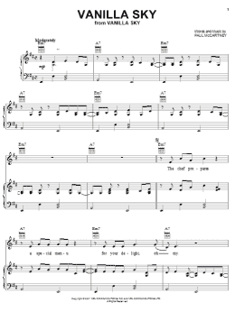 page one of Vanilla Sky (Piano, Vocal & Guitar Chords (Right-Hand Melody))