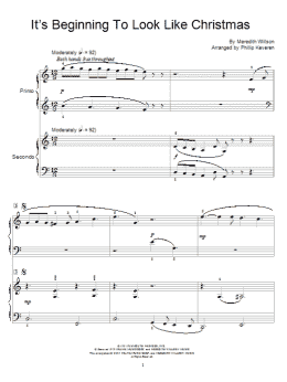 page one of It's Beginning To Look Like Christmas (arr. Phillip Keveren) (Piano Duet)