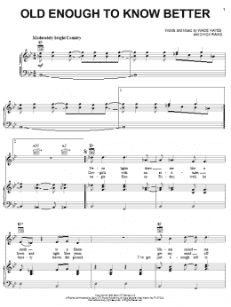 page one of Old Enough To Know Better (Piano, Vocal & Guitar Chords (Right-Hand Melody))