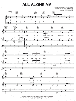 page one of All Alone Am I (Piano, Vocal & Guitar Chords (Right-Hand Melody))