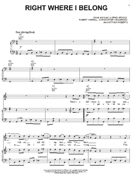 page one of Right Where I Belong (Piano, Vocal & Guitar Chords (Right-Hand Melody))