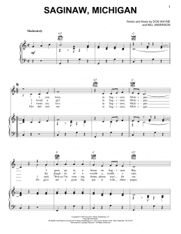page one of Saginaw, Michigan (Piano, Vocal & Guitar Chords (Right-Hand Melody))