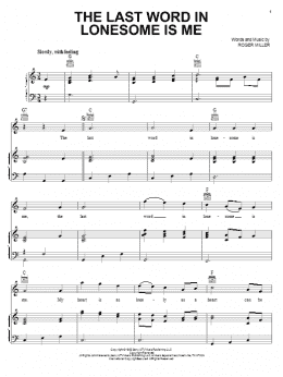 page one of The Last Word In Lonesome Is Me (Piano, Vocal & Guitar Chords (Right-Hand Melody))