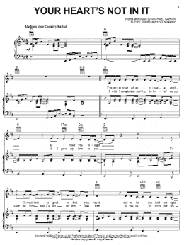 page one of Your Heart's Not In It (Piano, Vocal & Guitar Chords (Right-Hand Melody))