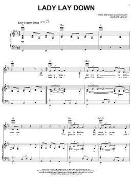 page one of Lady Lay Down (Piano, Vocal & Guitar Chords (Right-Hand Melody))