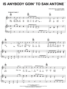 page one of Is Anybody Goin' To San Antone (Piano, Vocal & Guitar Chords (Right-Hand Melody))