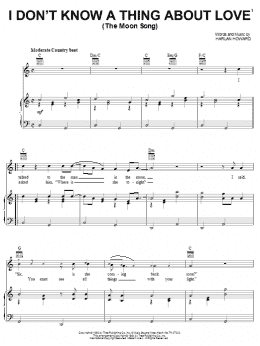 page one of I Don't Know A Thing About Love (The Moon Song) (Piano, Vocal & Guitar Chords (Right-Hand Melody))