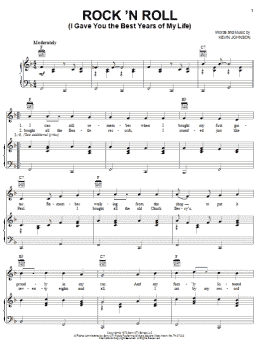 page one of Rock 'N Roll (I Gave You The Best Years Of My Life) (Piano, Vocal & Guitar Chords (Right-Hand Melody))