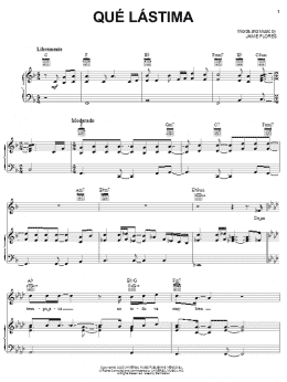 page one of Que Lastima (Piano, Vocal & Guitar Chords (Right-Hand Melody))