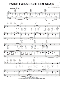 page one of I Wish I Was Eighteen Again (Piano, Vocal & Guitar Chords (Right-Hand Melody))