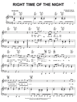 page one of Right Time Of The Night (Piano, Vocal & Guitar Chords (Right-Hand Melody))