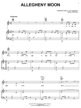 page one of Allegheny Moon (Piano, Vocal & Guitar Chords (Right-Hand Melody))