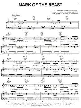 page one of Mark Of The Beast (Piano, Vocal & Guitar Chords (Right-Hand Melody))
