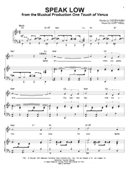 page one of Speak Low (Piano & Vocal)