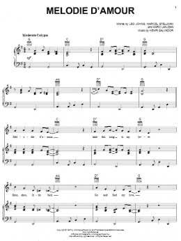 page one of Melodie D'Amour (Piano, Vocal & Guitar Chords (Right-Hand Melody))