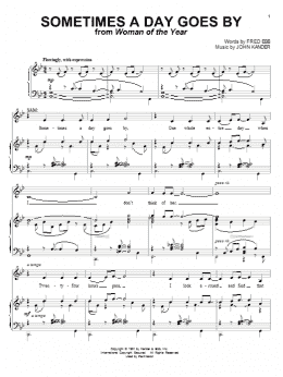 page one of Sometimes A Day Goes By (from Woman Of The Year) (Piano & Vocal)