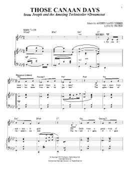 page one of Those Canaan Days (from Joseph And The Amazing Technicolor Dreamcoat) (Piano & Vocal)