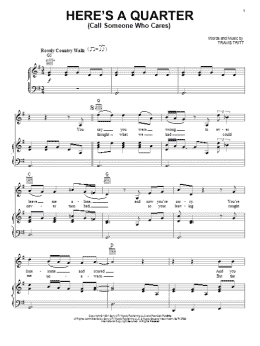page one of Here's A Quarter (Call Someone Who Cares) (Piano, Vocal & Guitar Chords (Right-Hand Melody))