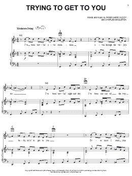 page one of Trying To Get To You (Piano, Vocal & Guitar Chords (Right-Hand Melody))