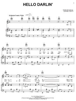 page one of Hello Darlin' (Piano, Vocal & Guitar Chords (Right-Hand Melody))