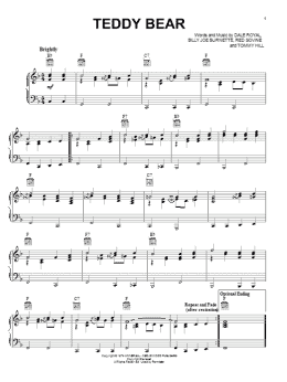 page one of Teddy Bear (Piano, Vocal & Guitar Chords (Right-Hand Melody))