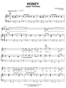 page one of Honey (Open That Door) (Piano, Vocal & Guitar Chords (Right-Hand Melody))