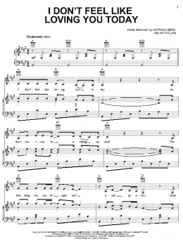 page one of I Don't Feel Like Loving You Today (Piano, Vocal & Guitar Chords (Right-Hand Melody))