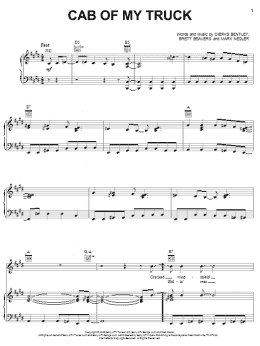 page one of Cab Of My Truck (Piano, Vocal & Guitar Chords (Right-Hand Melody))